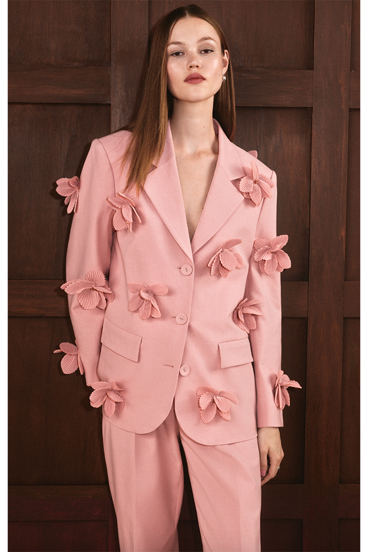 Floral-Appliqué Blazer