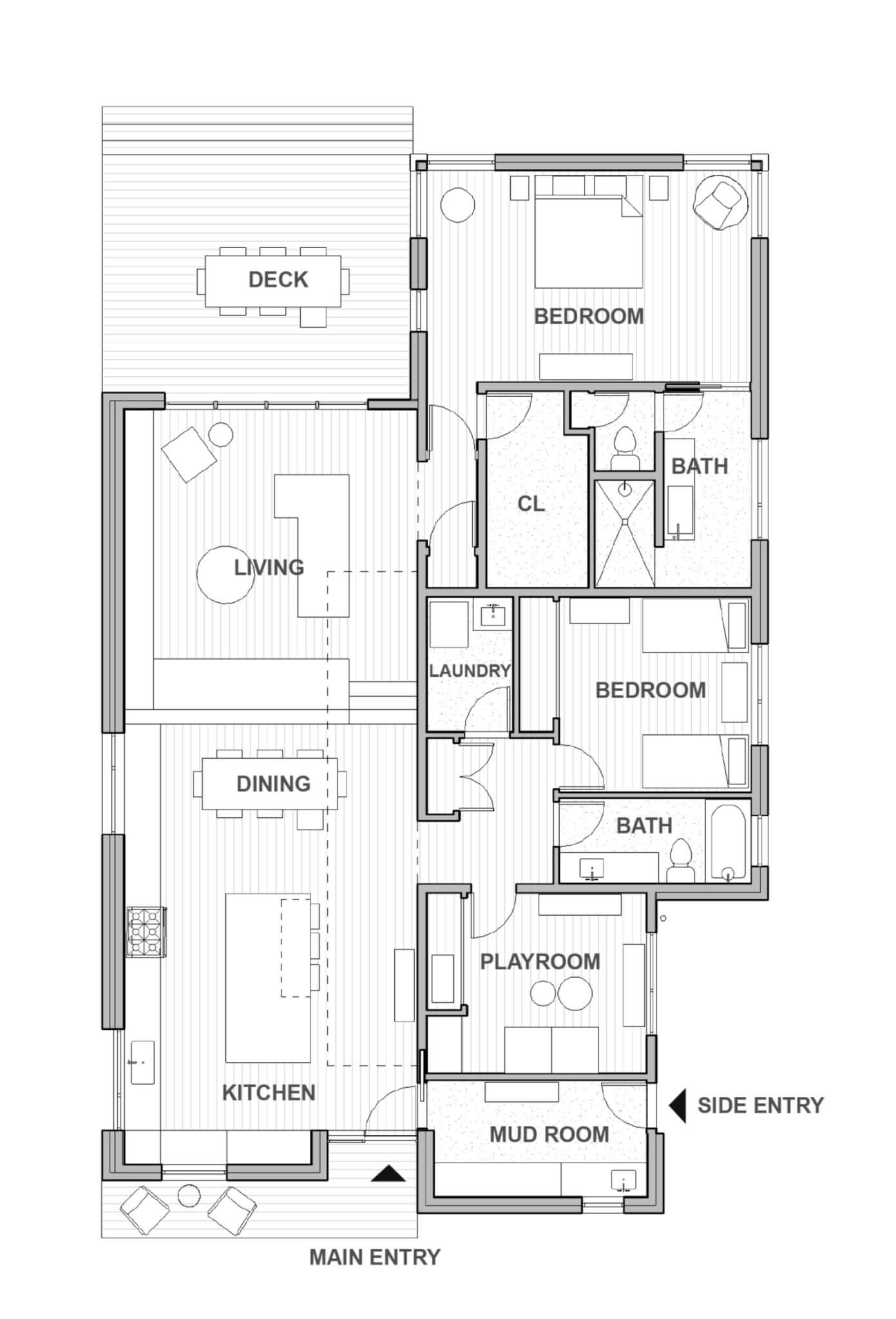 floor plan in house by hunt architecture