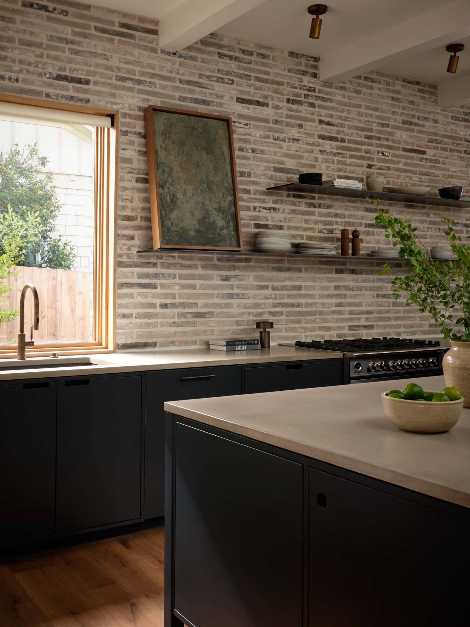 kitchen with black cabinets